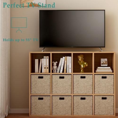OSCHF 12-Cube Storage Shelf Bookcase, Oak - color: Oak, size: 12-Cube