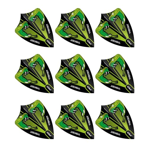 RED DRAGON Hardcore Freestyle Dart Flights - Extra Thick 100 Micron Replacement Flights for Fast, Stable Throwing Performance - 9 Flights (3 Sets) Designs - color: Green