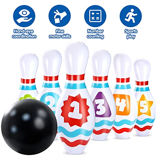 JOYIN Giant Inflatable Bowling and 31PCS 3 in 1 Carnival Play Set for Toddlers & Adults, Outdoor & Indoor Family Fun Games, Lawn Games