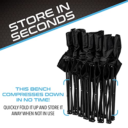 Franklin Sports Sideline Team Bench - Collapsible Sports Bench - Easy Assembly - Pop Up Black, 6 Person