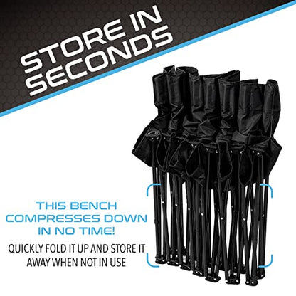 Franklin Sports Sideline Team Bench - Collapsible Sports Bench - Easy Assembly - Pop Up Black, 6 Person