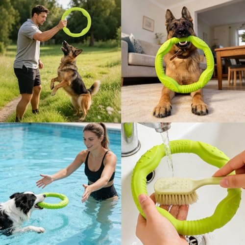 LaRoo Dog Flying Ring Toys, Floating Flying Disc ABS Durable Interactive Chew Toys for Training Outdoor Playing Puppy Medium Large Dogs (Small Green/18cm) - color: Green-S