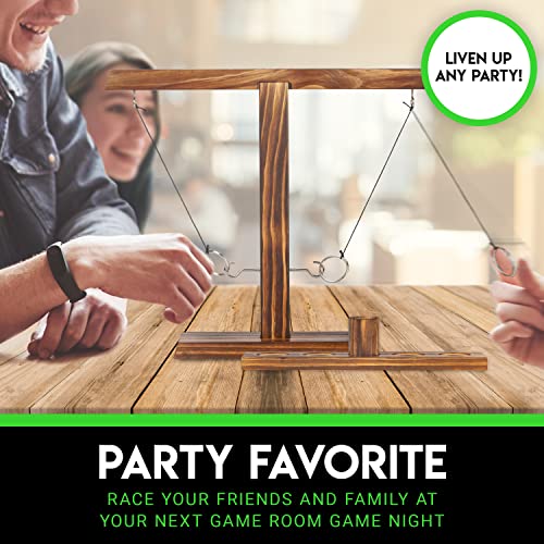 Franklin Sports Dueling Ring Hooking Game - Fun Wooden Adult and Kid Party Indoor Game Room Activity - Two Rings and Score Tracker Included