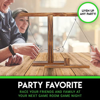 Franklin Sports Dueling Ring Hooking Game - Fun Wooden Adult and Kid Party Indoor Game Room Activity - Two Rings and Score Tracker Included