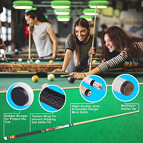 Joshmar Pool Cue Stick 58" – 2-Piece Canadian Maple Billiard Cue 19oz, 13mm Tip, Includes Hard Case, Glove & Chalk – Complete Set for Beginners, Adults & Gift