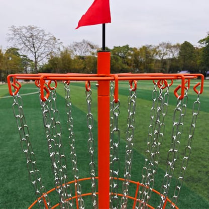 Disc Golf Basket - Portable Disc Golf Target with Heavy Duty 24-Chains Come with 6pcs Disc Golf Discs and Carry Bag, Ground Stake -Suitable for Players of All Levels - Multi Color Available - style: Basic Orange- 3 PCS