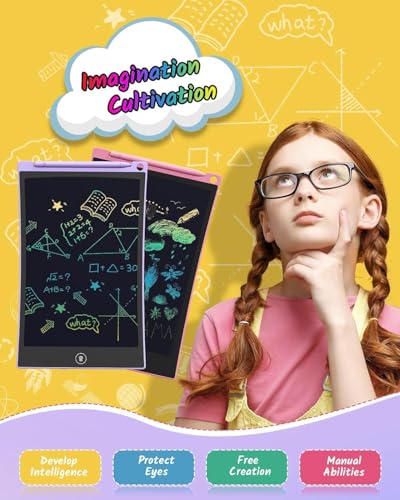 TECJOE 2 Pack LCD Writing Tablet, 8.5 Inch Colorful Doodle Board Drawing Tablet for Kids, Kids Travel Games Activity Learning Toys Birthday Gifts for 3 4 5 6 Year Old Boys and Girls Toddlers - color: Purple Pink