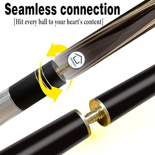 HomeSeason 57inch Snooker Cue Stick 18oz 3/4 Jointed Pool Cue, with Extension, Cue Case, Durable Ash Wood and Red Maple Construction Billiards Cue - color: HSS14