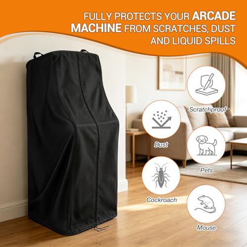 Arcade Machine Cover, Heavy-Duty Waterproof Protection for Pinball & Arcade Cabinets, Fits Most Standard Home Game Machines - size: 19"L x 23"W x 61"H