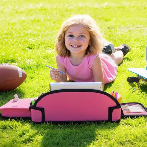 Kids Travel Tray for Airplane - Toddler Car Seat Table Tray, Road Trip Essentials for Boys & Girls, Carseat Lap Desk for Kids Road Trip Activities (Pink) - color: Pink