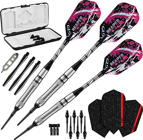 Viper Grim Reaper 80% Tungsten Soft Tip Darts with Storage/Travel Case - size: 18 Grams, style: Fine Knurling