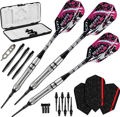 Viper Grim Reaper 80% Tungsten Soft Tip Darts with Storage/Travel Case - size: 18 Grams, style: Fine Knurling