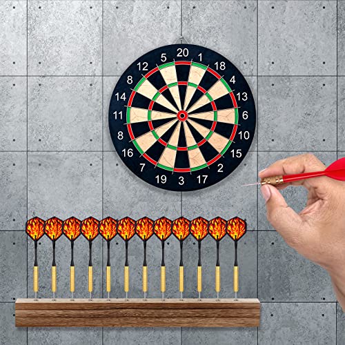 Kathfly 5 Pcs Dart Holder Wall Mount Displays Sets Including 1 Wooden Darts Holder 2 Throw Line Marker 2 Hook for Dart Storage Displaying