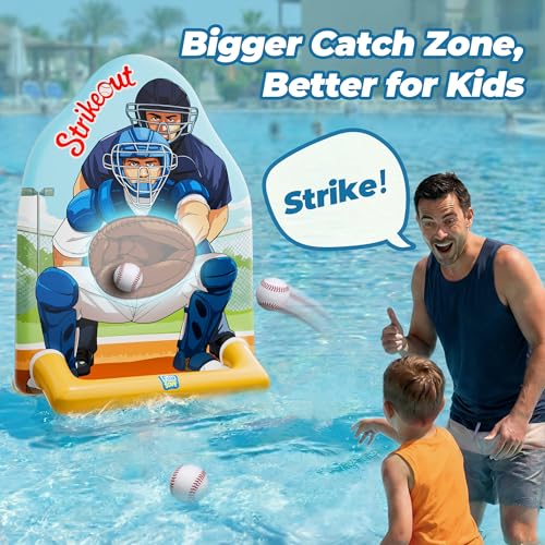 Funscape Kids Inflatable Baseball Pool Toy, Fun Swimming Pool Soft Ball Toss Game, Outdoor Yard Water Target Sports Activity, Cool Summer Beach Family Party Gift 3 4 5 6 7 8 Yr Boy Girl Child-Baseball - style: Baseball