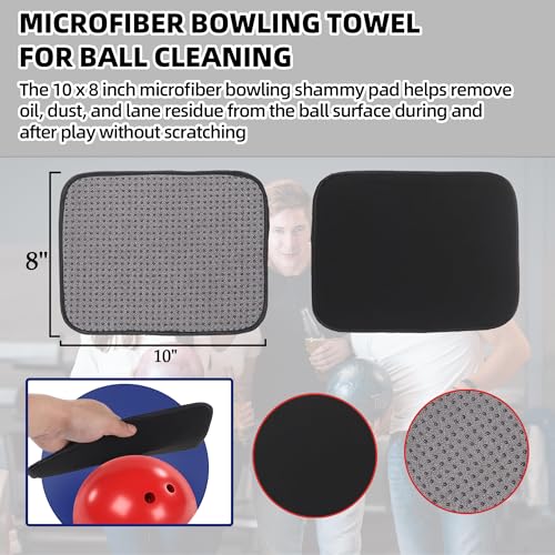 TonGass Bowling Ball Cup Stand with Microfiber Bowling Ball Towel, Bowlings Cup Holder for Cleaning, Polishing & Storage, 10" x 8" Bowlings Shammy Pad with Easy-Grip Dots for Balls Care - 1+1 Pack