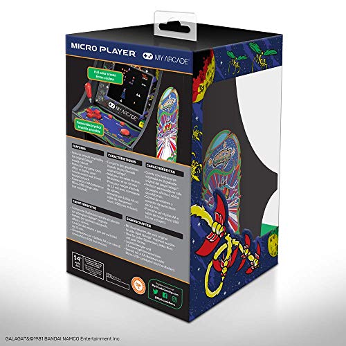 My Arcade Micro Player Mini Arcade Machine: Galaga Video Game, Fully Playable, 6.75 Inch Collectible, Color Display, Speaker, Volume Buttons, Headphone Jack - Electronic Games - style: Galaga