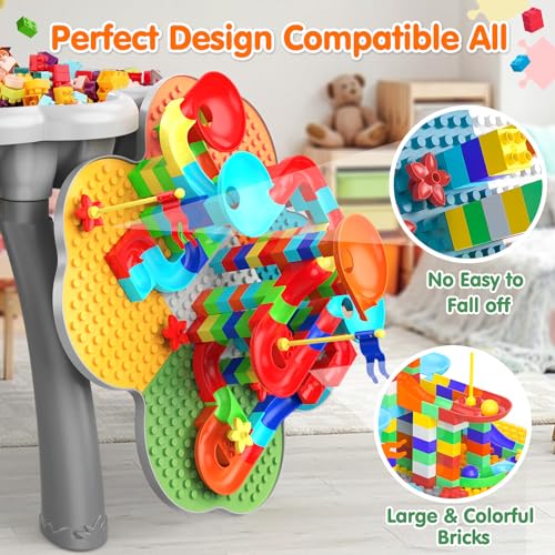 OCATO Kids Toddler Table and Chair Set: Sensory Activity Tables with Rabbit Chairs and Large Marble Run Building Blocks Storage All in One Play Sand Water Table 3 4 5 6 Year Old Boy Girl Toys Gifts - color: Yellow