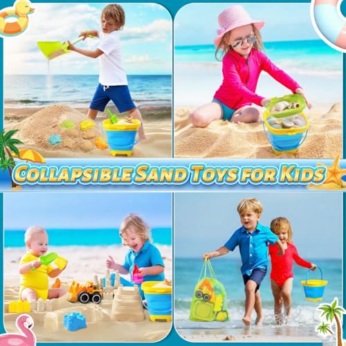 DISHIO Collapsible Beach Sand Toys Set for Kids Toss and Catch Ball Game Outdoor