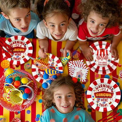 Circus Birthday Party Decorations - Carnival Birthday Party Favors - Carnival Party Supplies - Circus Theme Birthday Party Tableware Set with Plates, Napkins, and Forks - style: Circus