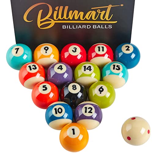Billmart Premium Billiard Balls Pool Table Accessories 2-1/4" Regulation Size 16 Pool Balls Billiard Set | Premium - color: Premium Bright
