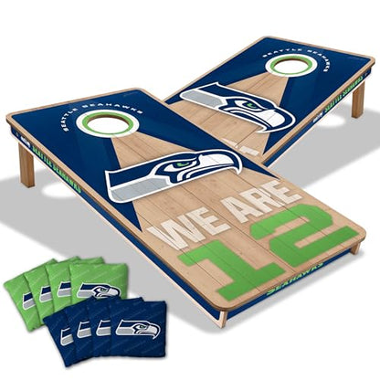 YouTheFan NFL 2' x 4' Slogan Series Professional Wood Cornhole Game with Logo Bags - color: Seattle Seahawks
