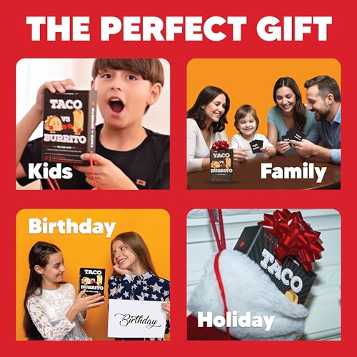 Taco vs Burrito - The Wildly Popular Surprisingly Strategic Card Game Created by a 7 Year Old - 5 Ways to Play - a Family-Friendly Party Game for Kids, Teens & Adults - style: Original Edition