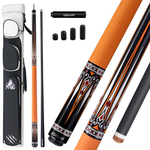KONLLEN Carbon Fiber Pool Cue 2.0, 58-inch Low Deflection Billiard Stick for Adults with 12.5mm Tip and Pro Taper - color: 011 AK-15YF 2.0 set-yellow