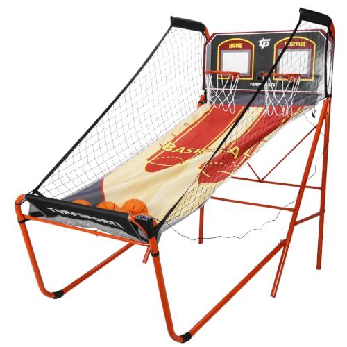 Basketball Arcade Game Machine LED Electronic Scoring Indoor Arcade Basketball Hoop with 5 Size 7 Inch Balls for 2 Players Kids Adults Player