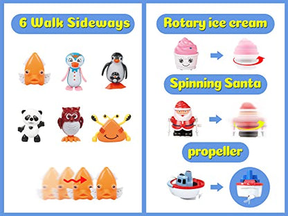 28 Pieces Assorted Wind-up Toys for Kids, Wind Up Animals Bulk Flipping Walking Jumping Swimming Clockwork Toys Stocking Stuffers for Kids, Xmas Gifts