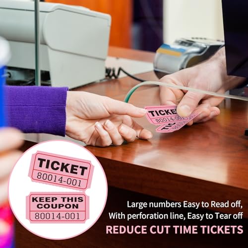 L LIKED Raffle Tickets Double Rolls 1000 Per Roll 50/50 Raffle Tickets for Events,Carnivals, Entry, Class Reward, Prizes(Pink) - color: 1000 Pink