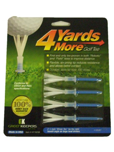 Greenkeepers 4 More Yards Golf Tees (4pk, 3 1/4" Blue) New