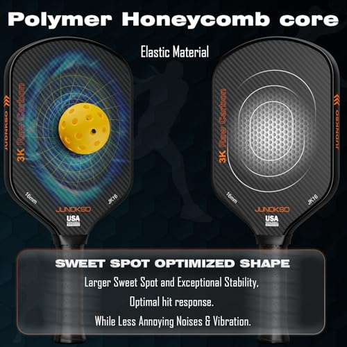Carbon Fiber Pickleball Paddles USAPA Approved Raw Carbon Frosted - color: Black - Orange