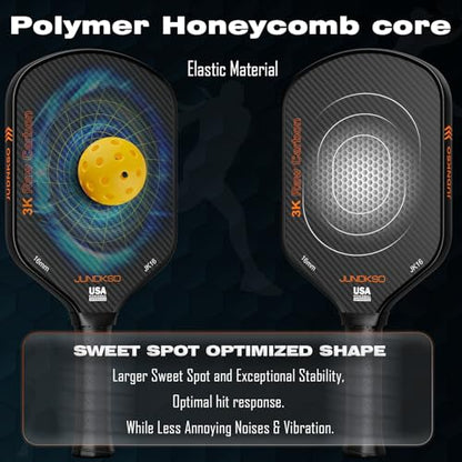 Carbon Fiber Pickleball Paddles USAPA Approved Raw Carbon Frosted - color: Black - Orange