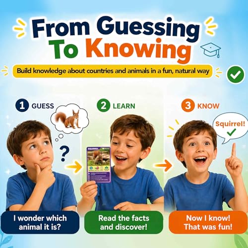 QUOKKA Who Guess It Better Game Set – Animals & Countries Educational Game with Visual Clues, 3 Card Sets Bundle, Screen-Free Travel Games for Kids Ages 6+ - color: 3set