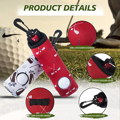 4 Pieces Golf Tee Holder Golf Ball Carry Bag Pouch Ball Holder Keychain Belt Clip Gifts Accessories - color: Vivid Color
