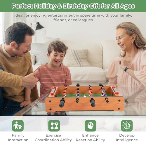 Giantex 20" Foosball Table, Easily Assemble Wooden Mini Foosball Table Top w/Footballs, Soccer Table for Arcades, Game Room, Bars, Parties, Family Night