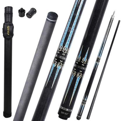 CUEELF Carbon Fiber Pool Cue 2 Pieces Cue Stick with 12.5mm Tip Professional Low Deflection Billiard Pool Sticks with 3/8 * 8 Pin Joint - color: Grey
