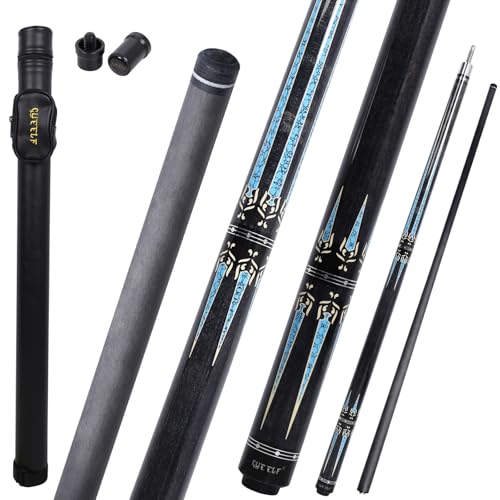 CUEELF Carbon Fiber Pool Cue 2 Pieces Cue Stick with 12.5mm Tip Professional Low Deflection Billiard Pool Sticks with 3/8 * 8 Pin Joint - color: Grey