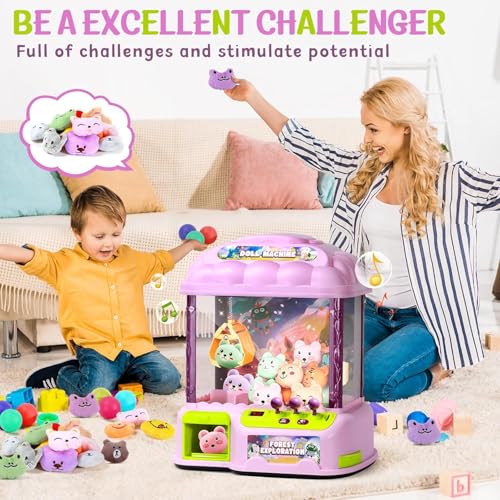 Large Claw Machine for Kids, Musical Electronic Arcade Game Console with Adjustable Sound, Christmas and Birthday Gift for Kids, Includes 30 Toys & 24 Game Coins & 20 Surprise Eggs - color: Lotus Root Pink