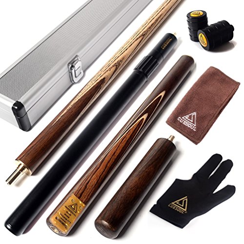 CUESOUL 3/4 Jointed Snooker Cue 57 inch Handcraft with Extension/Joint Protector Packed in Leatherette Cue Bag - color: 306 with Aluminium Cue Case