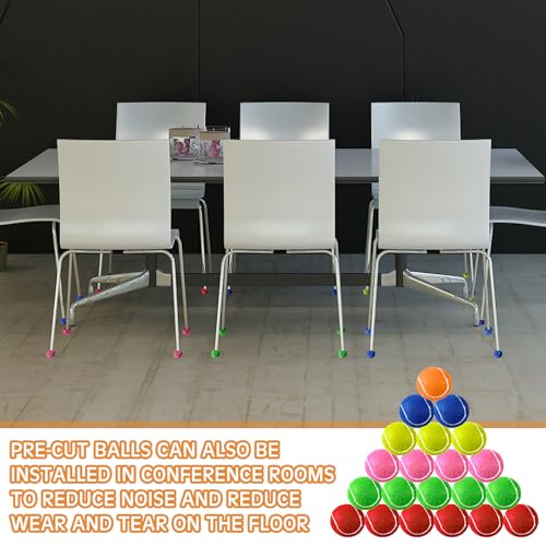 Poen 48 Pcs Precut Tennis Balls Bulk Furniture Tennis Balls for Chairs Chairs Leg Floor Protector Foot Covers Glide Coverings for Classroom Furniture Legs Protectors