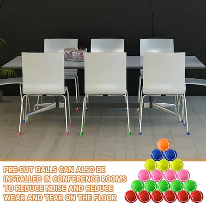 Poen 48 Pcs Precut Tennis Balls Bulk Furniture Tennis Balls for Chairs Chairs Leg Floor Protector Foot Covers Glide Coverings for Classroom Furniture Legs Protectors