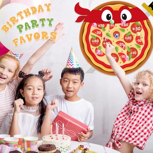 WinnerWhy Pizza Party Game Turtle Party Favors 24 x 22 Pizza Dart Board with 18 Sticky Balls Toys Turtles Themed Game Video Birthday Supplies Decoration Gift for Boys Girls