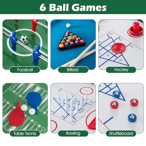 HOMGX 12-in-1 Game Table, Combo Game Table Set w/Air Hockey, Foosball, Billiards, Ping Pong, Pool, Chess, Bowling, Checkers, Backgammon, Shuffleboard, Family Arcade Games for Adults & Kids