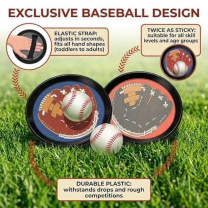 Clap&Leap Toss and Catch Ball Set, Outdoor Games, Kids Toddler Baseball Glove & Catch Ball Toys, Easy to Use Sticky Balls, Fits All Hand Sizes, for Beach Yard Pool Outside (Upgraded)
