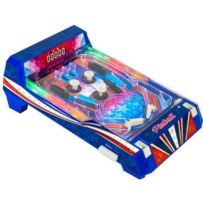 Merchant Ambassador Retro Arcade Electronic: Pinball - Tabletop Game, Vibrating Bumpers, LED Lights, Sound Effects, 1 Player, Ages 6+ - style: Pinball