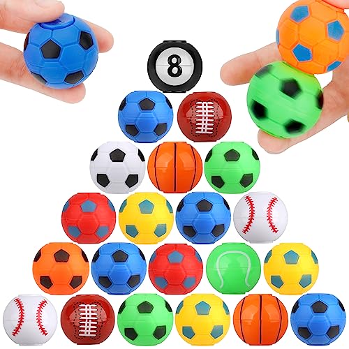 34PCS Mini Fidget Spinners Party Fidget Toys Soccer Basketball Baseball Sport Balls for Goodie Bag Stuffer, Finger Stress Balls Toy for Christmas Party Classroom Prize