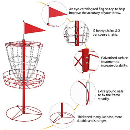 Topeakmart Portable Disc Golf Practice Basket Sport Disc Rack Disc Golf Discs Red
