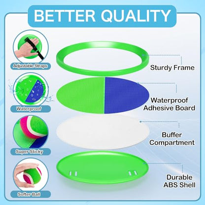 Outdoor Toys for Kids Ages 4-8, Outside Game for 3 4 5 6 7 8 -12 Year Old Boys Girls, Catch Ball Toss Game for Beach, Pool, Yard- Toddlers Birthday Gifts Easter Basket Stuffers(4Pcs Green Paddles) - style: 4 Paddles 4 Balls