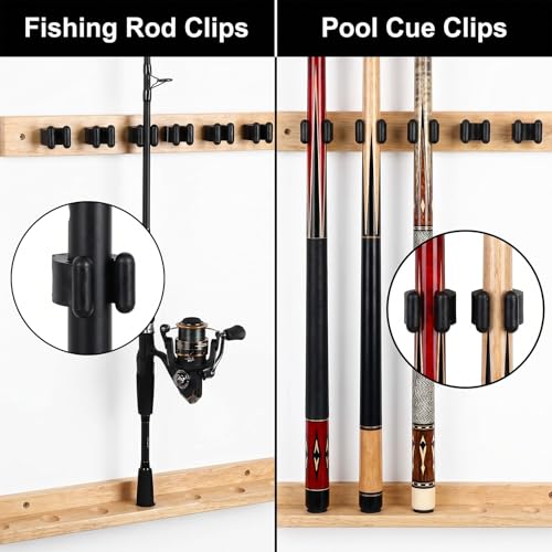 20Pcs Pool Cue Holder with Screws, Pool Cue Holder Clamps for Wall Mount Fishing Rod